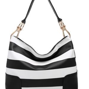 Dasein Classic Stripe Hobo Handbag